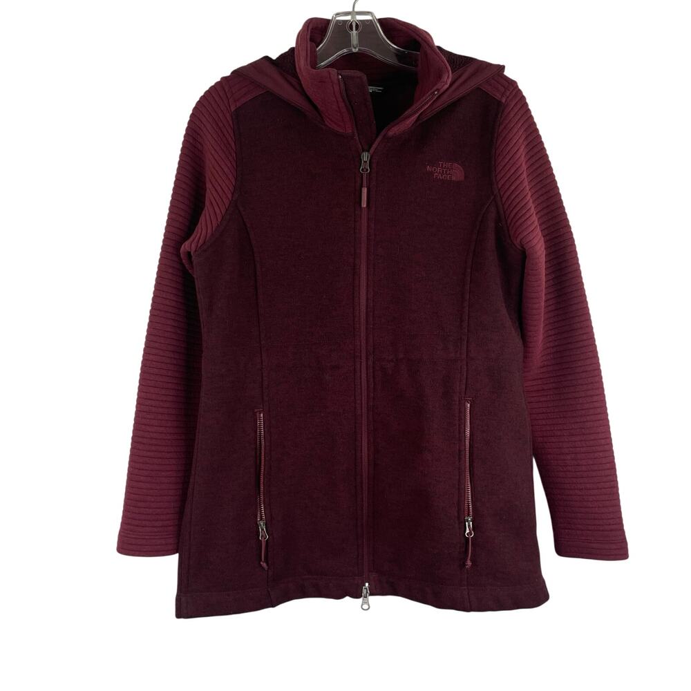 The North Face Burgundy Full Zip Hoodie Sweater Women's Medium Outdoors